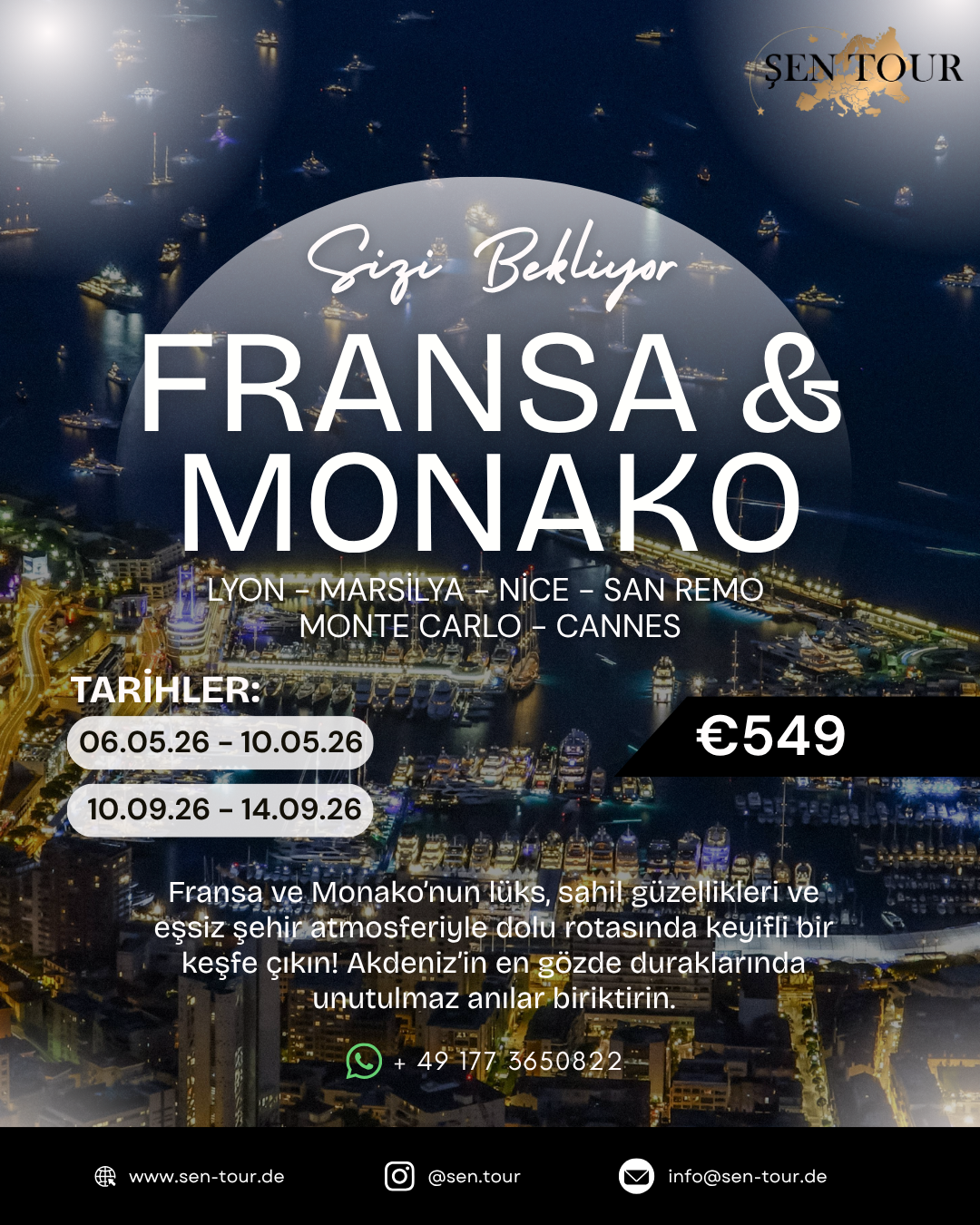 Şen Tour Fransa & Monako Akdeniz turu posteri