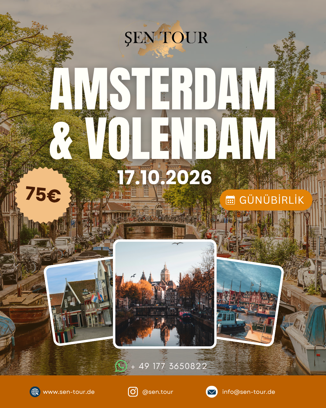 Şen Tour Amsterdam & Volendam günübirlik tur afişi