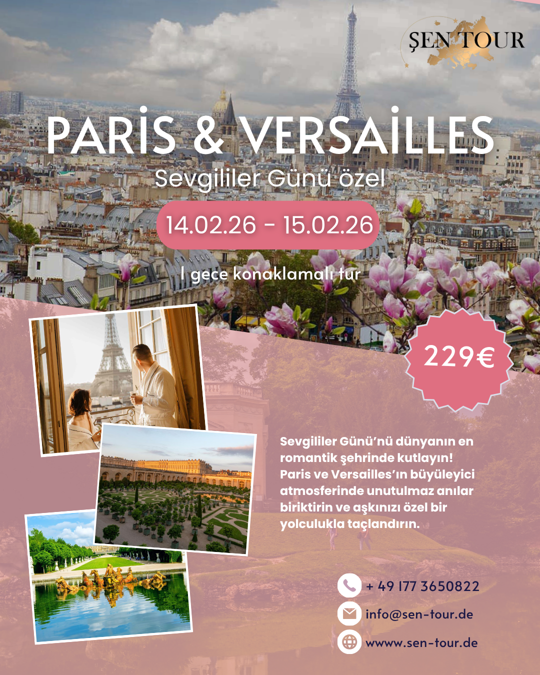 Şen Tour Paris & Versailles Sevgililer Günü özel tur posteri